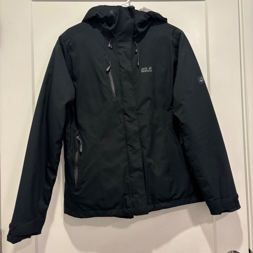 Jack Wolfskin Texapore Hooded Jacket Black Mens Large Waterproof Outdoor Coat